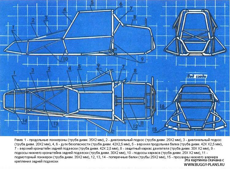 Чертеж рамы багги